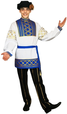Русский народный костюм мужской Олег бирюзовый ККВм-3-38яг-з