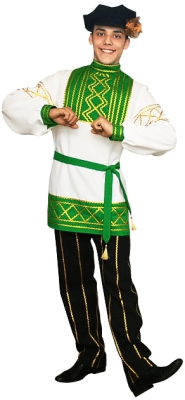 Русский народный костюм мужской Олег зеленый ККВм-3-38з-з