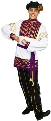 Русский народный костюм мужской Олег фиолетовый ККВм-3-38ф-з