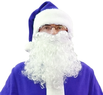 Колпак Деда Мороза синий с бородой 28 см КС-27с