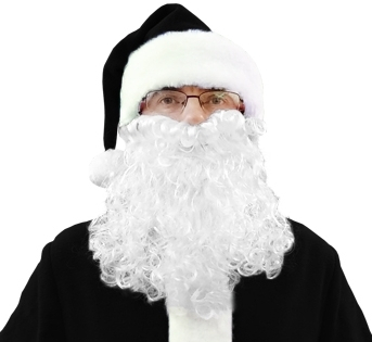 Колпак Деда Мороза черный с бородой 28 см КС-27ч